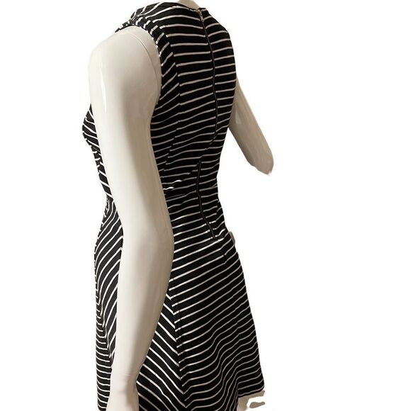 J.Crew Black Mini Dress with white stripes Stretchy Sleeveless  size 0 - Picture 3 of 10